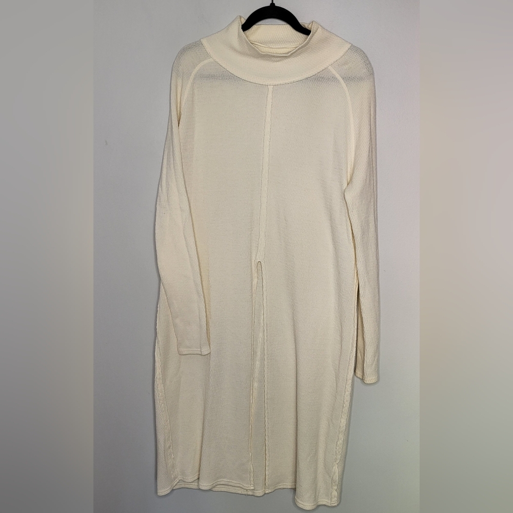 Cream Turtleneck Long Sleeve Knit Dress